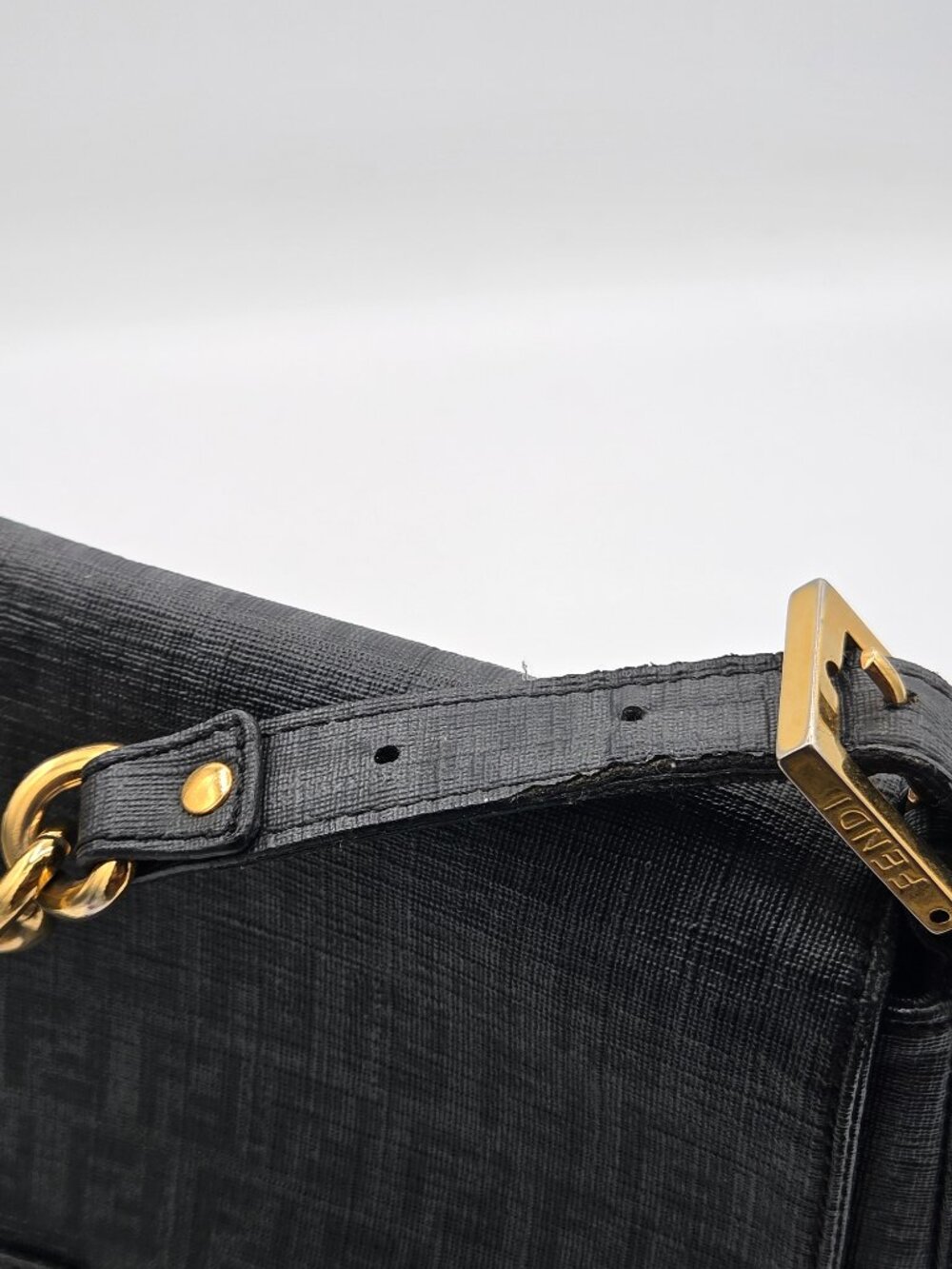 Fendi Zucca Chain Shoulder Bag β Black FF Canvas | Vintage Shoulder Bag - Picture 11 of 16
